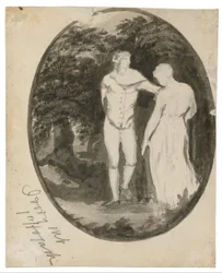 Un couple dans un paysage boisé en forme d